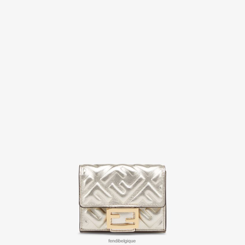 accessoires Fendi portefeuille en cuir à trois volets gris femmes 8X8J2J1552 Fendi Sac
