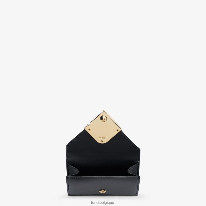 accessoires Fendi portefeuille en cuir à trois volets micro ff diamants noir femmes 8X8J2J1470 Fendi Lunette De Soleil