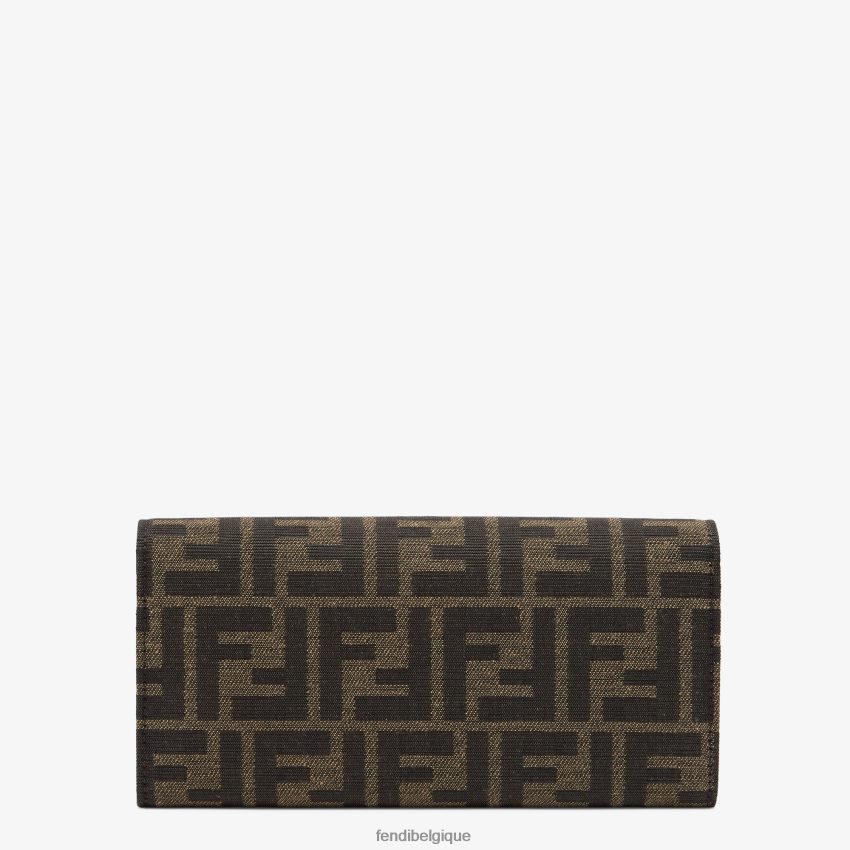 accessoires Fendi portefeuille en tissu brun femmes 8X8J2J1418 Fendi Belgique