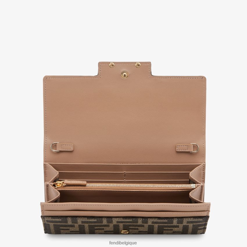 accessoires Fendi portefeuille en tissu brun femmes 8X8J2J1418 Fendi Belgique