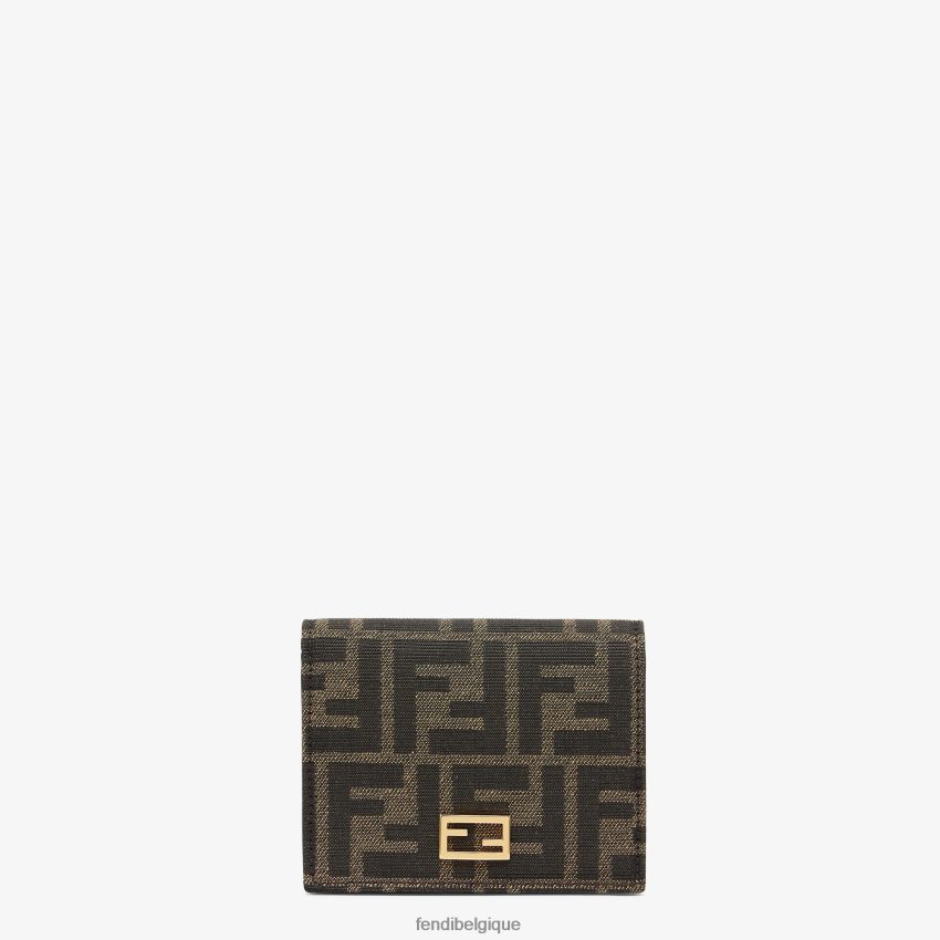 accessoires Fendi portefeuille en tissu brun femmes 8X8J2J1493 Fendi Belgique