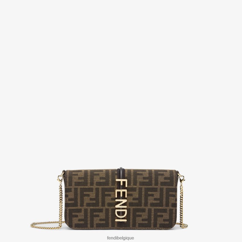 accessoires Fendi portefeuille en tissu ff brun femmes 8X8J2J1415 Fendi Belgique