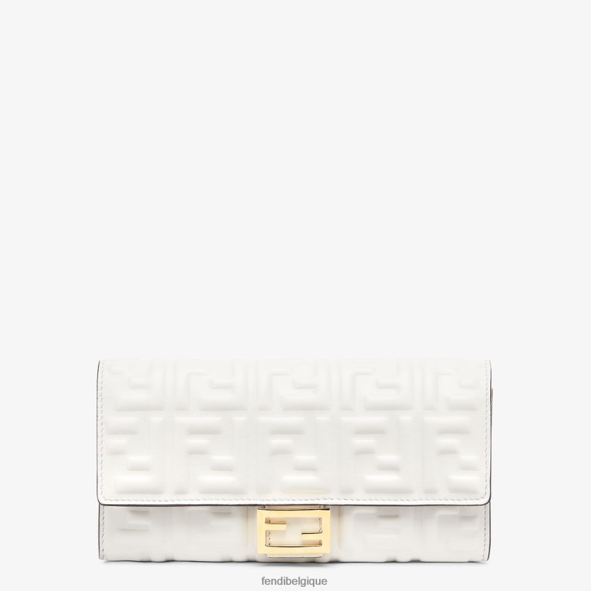 accessoires Fendi portefeuille ff en cuir nappa blanc femmes 8X8J2J1528 Fendi Sac