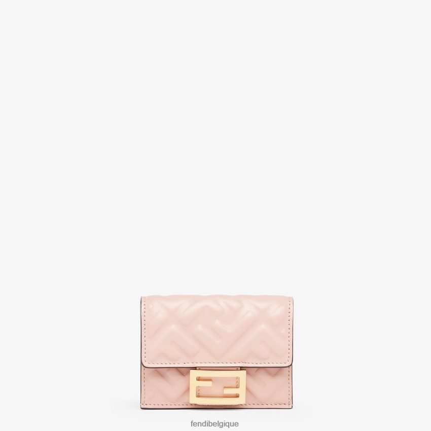 accessoires Fendi portefeuille ff en cuir nappa rose femmes 8X8J2J1525 Fendi Sac