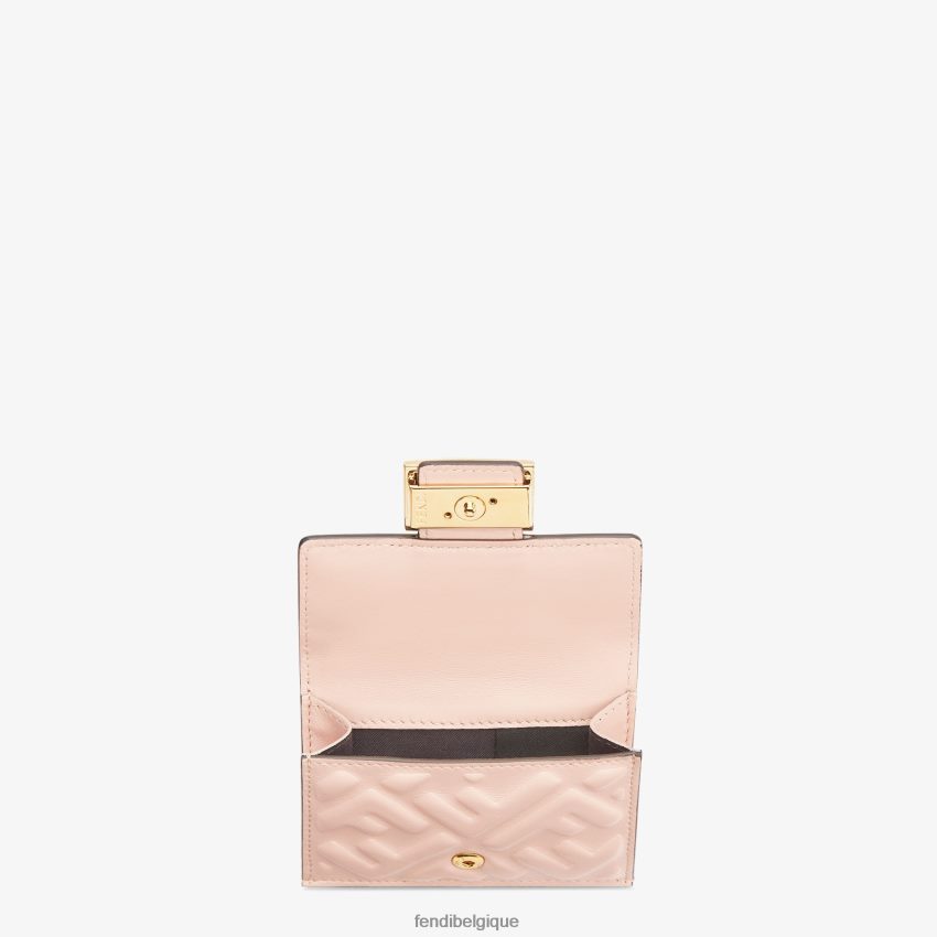 accessoires Fendi portefeuille ff en cuir nappa rose femmes 8X8J2J1525 Fendi Sac
