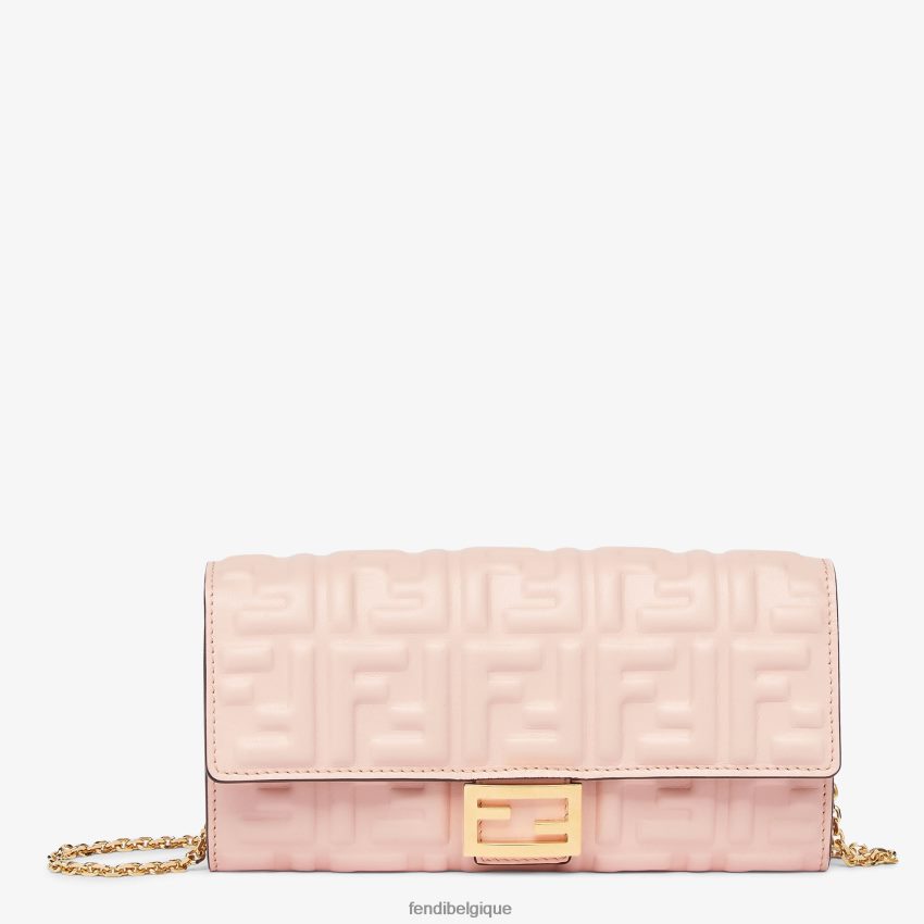 accessoires Fendi portefeuille ff en cuir nappa rose femmes 8X8J2J1526 Fendi Belgique