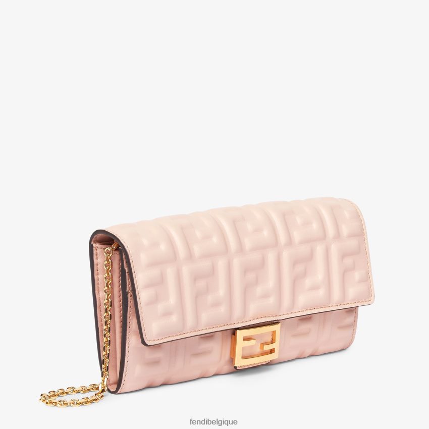 accessoires Fendi portefeuille ff en cuir nappa rose femmes 8X8J2J1526 Fendi Belgique