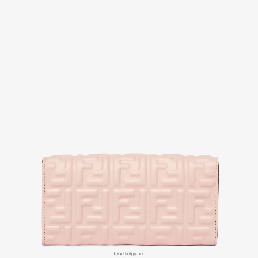 accessoires Fendi portefeuille ff en cuir nappa rose femmes 8X8J2J1526 Fendi Belgique