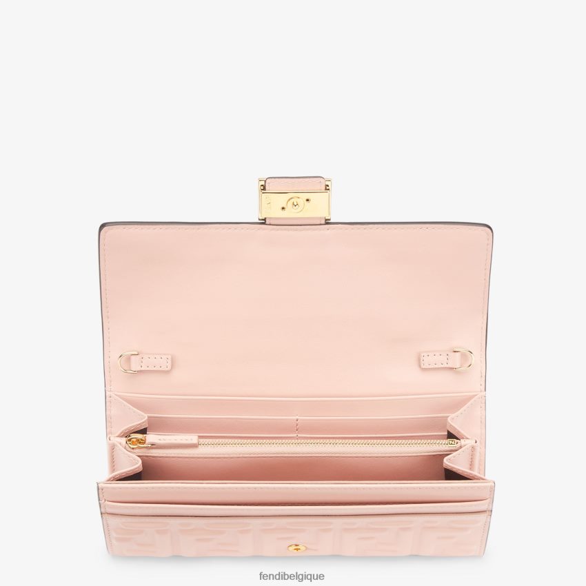 accessoires Fendi portefeuille ff en cuir nappa rose femmes 8X8J2J1526 Fendi Belgique