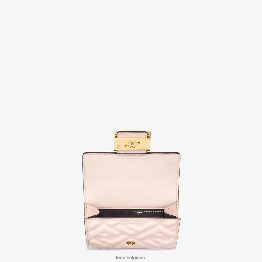 accessoires Fendi portefeuille ff en cuir nappa rose femmes 8X8J2J1546 Fendi Sac
