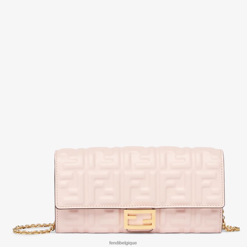 accessoires Fendi portefeuille ff en cuir nappa rose femmes 8X8J2J1547 Fendi Belgique