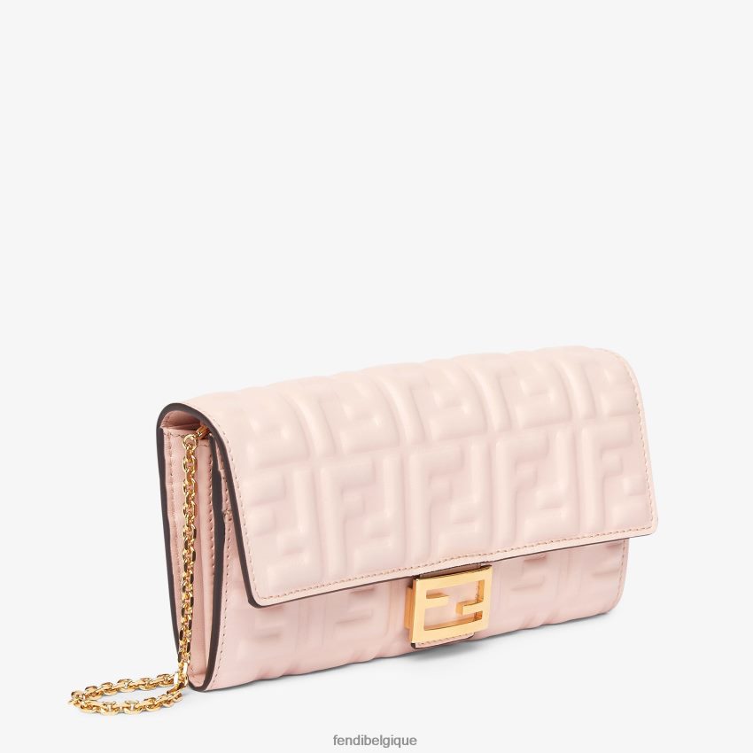 accessoires Fendi portefeuille ff en cuir nappa rose femmes 8X8J2J1547 Fendi Belgique