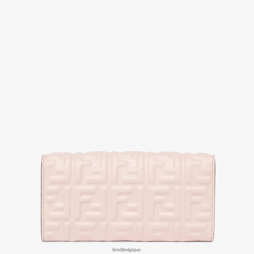 accessoires Fendi portefeuille ff en cuir nappa rose femmes 8X8J2J1547 Fendi Belgique