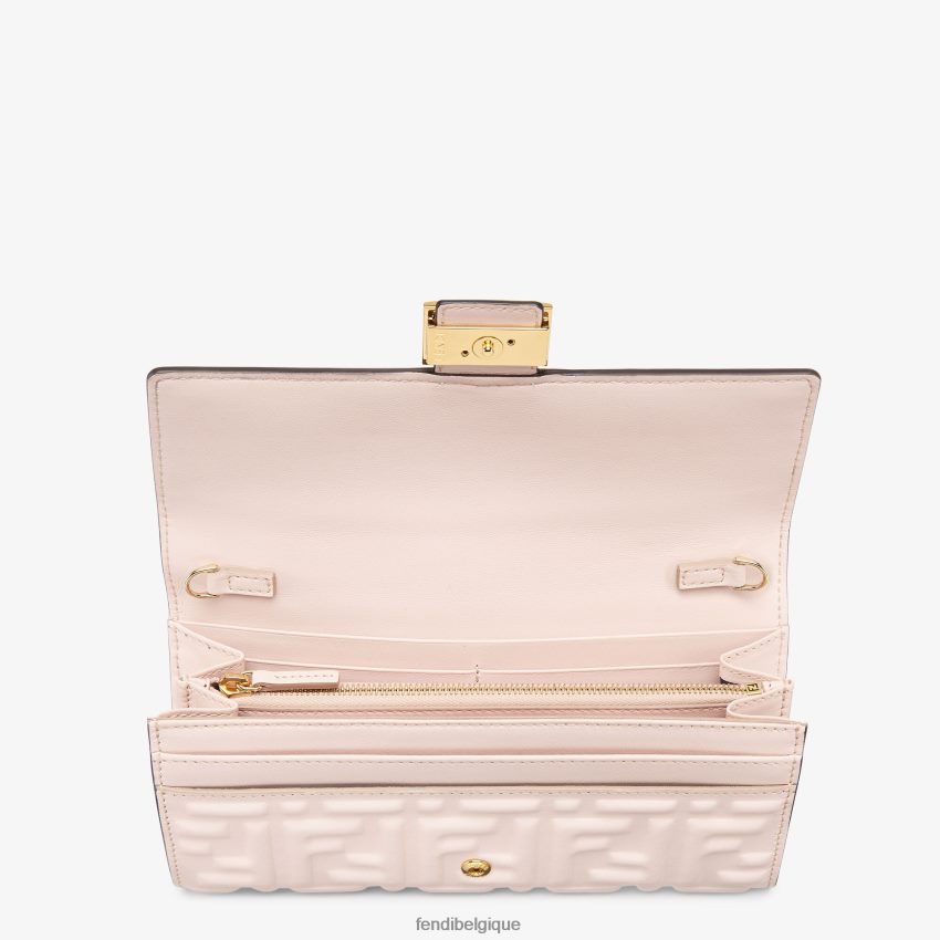 accessoires Fendi portefeuille ff en cuir nappa rose femmes 8X8J2J1547 Fendi Belgique