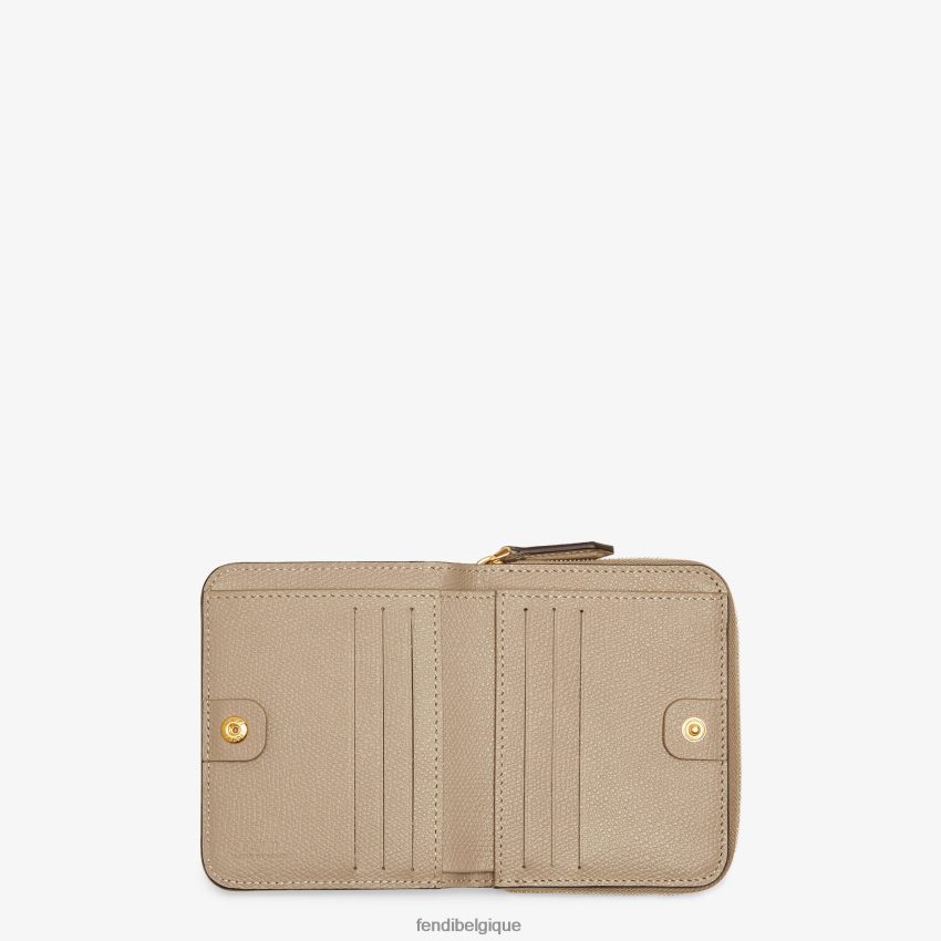 accessoires Fendi portefeuille moyen en cuir à fermeture éclair beige femmes 8X8J2J1591 Fendi Sac