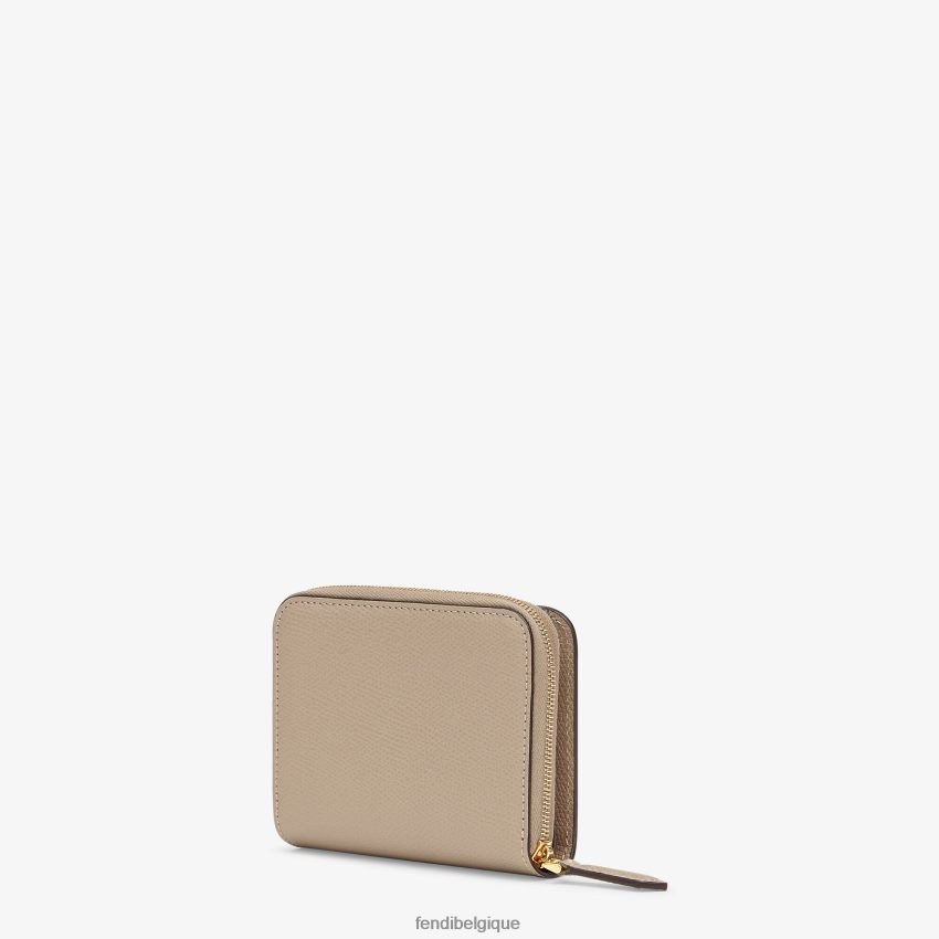 accessoires Fendi portefeuille moyen en cuir à fermeture éclair beige femmes 8X8J2J1591 Fendi Sac