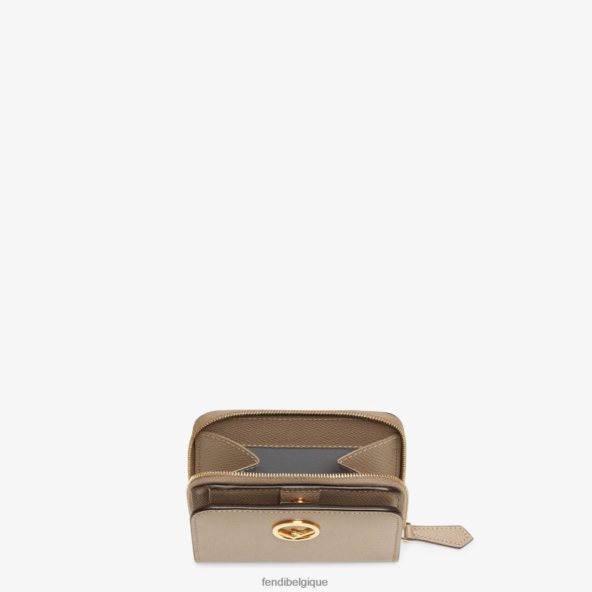 accessoires Fendi portefeuille moyen en cuir à fermeture éclair beige femmes 8X8J2J1591 Fendi Sac