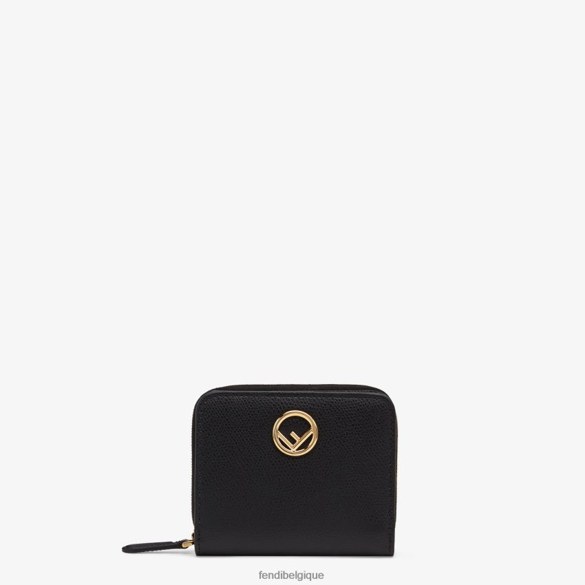 accessoires Fendi portefeuille moyen en cuir à fermeture éclair noir femmes 8X8J2J1592 Fendi Belgique