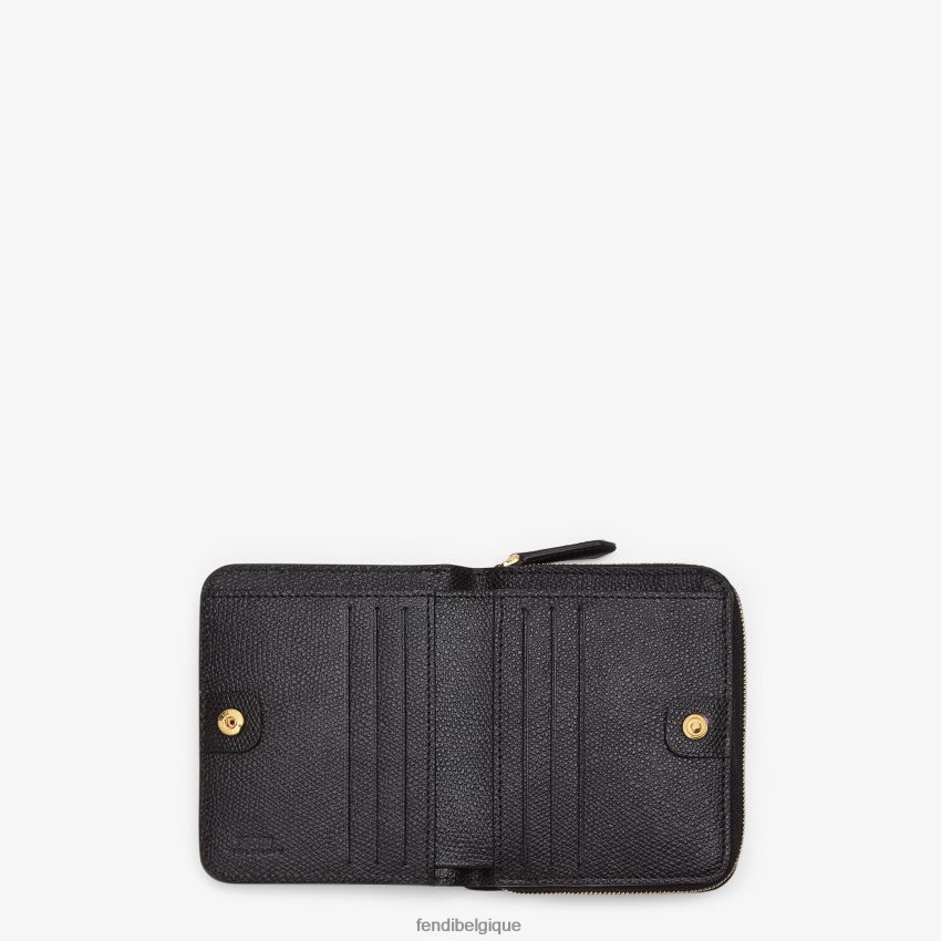 accessoires Fendi portefeuille moyen en cuir à fermeture éclair noir femmes 8X8J2J1592 Fendi Belgique