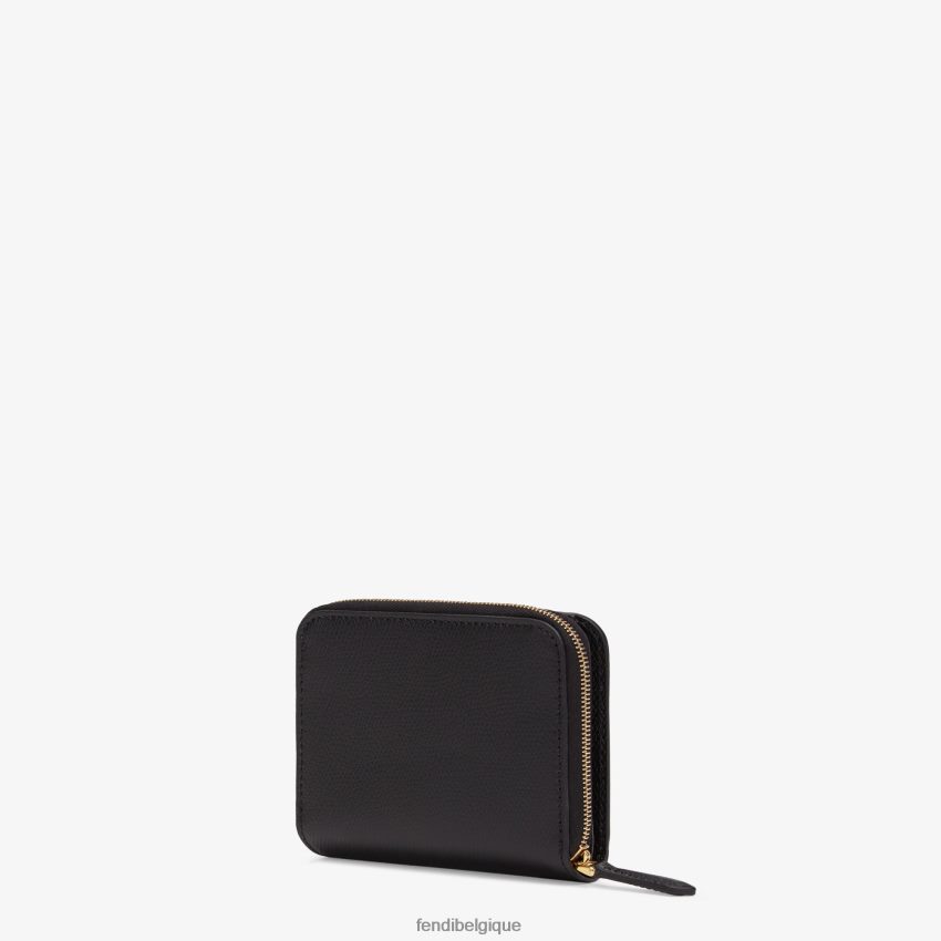 accessoires Fendi portefeuille moyen en cuir à fermeture éclair noir femmes 8X8J2J1592 Fendi Belgique