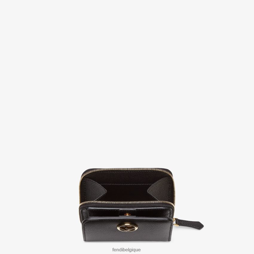 accessoires Fendi portefeuille moyen en cuir à fermeture éclair noir femmes 8X8J2J1592 Fendi Belgique