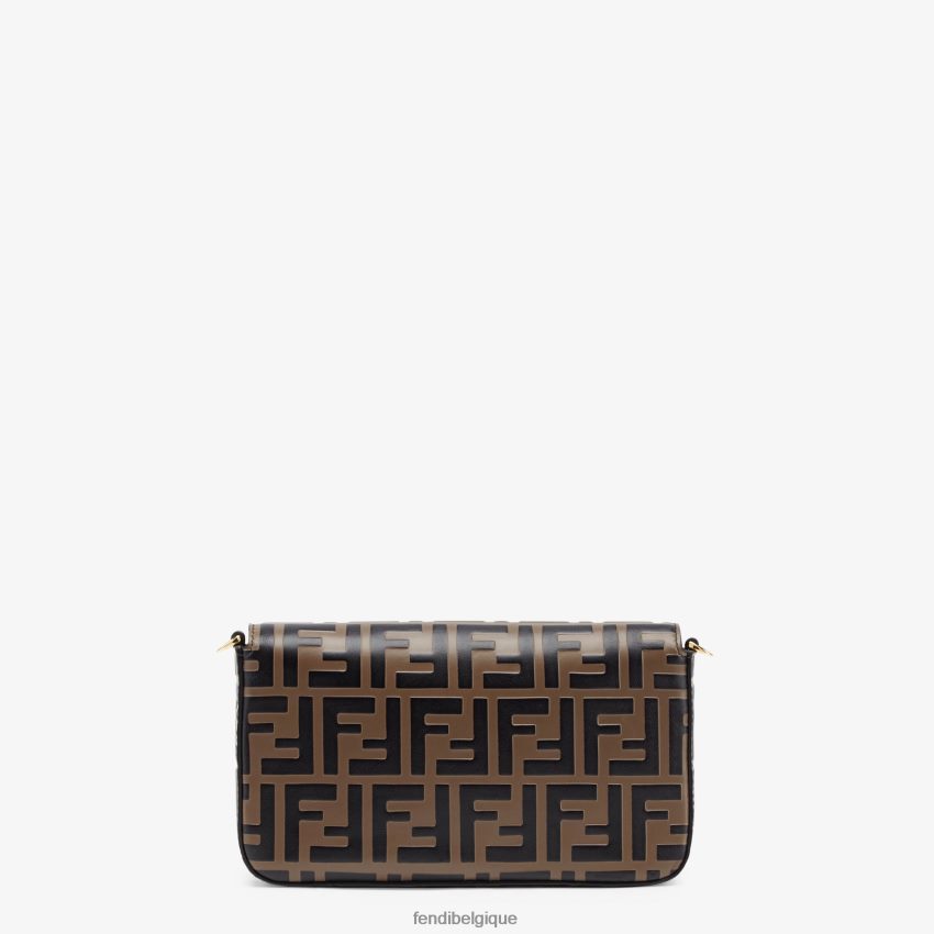 accessoires Fendi portefeuille sur chaîne avec pochettes mini-sac en cuir brun femmes 8X8J2J1477 Fendi Sac