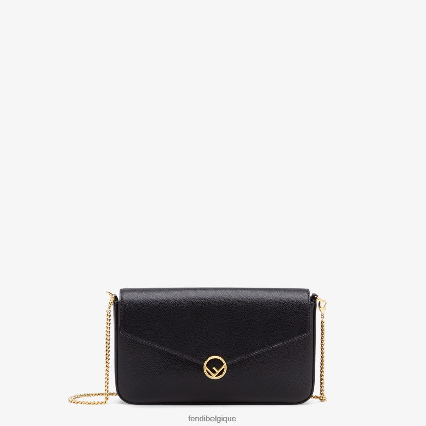 accessoires Fendi portefeuille sur chaîne avec pochettes mini-sac en cuir noir femmes 8X8J2J1585 Fendi Sac