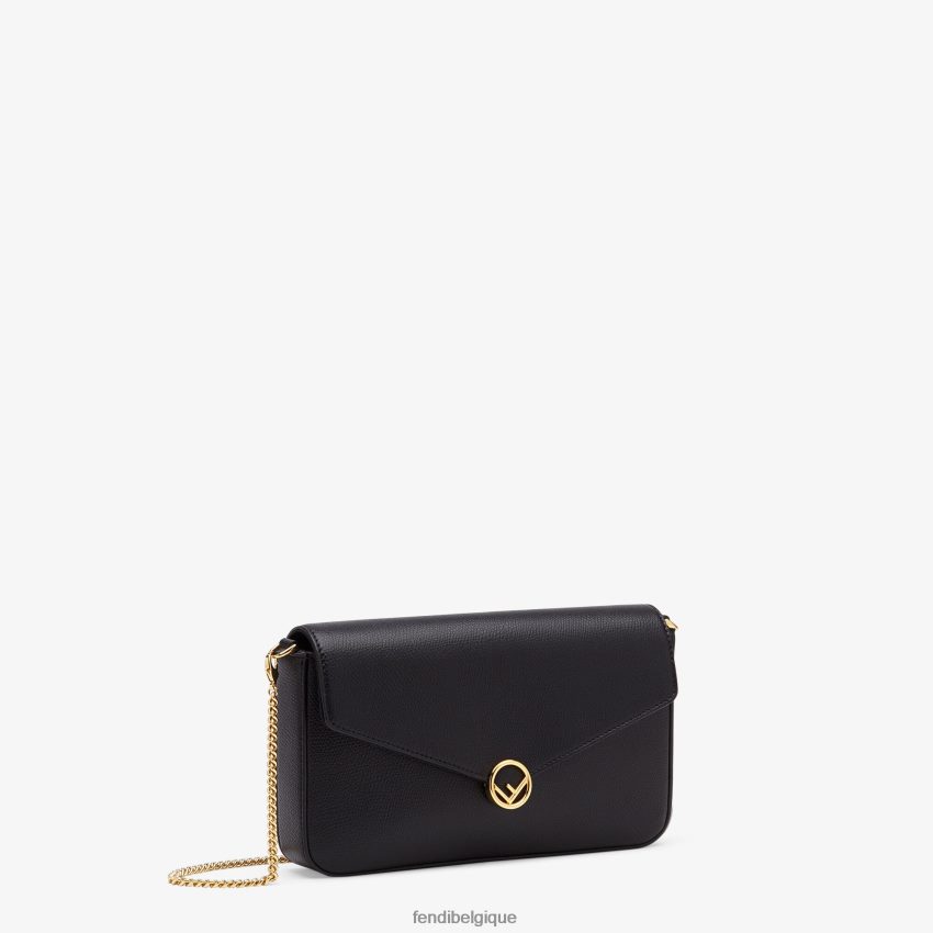accessoires Fendi portefeuille sur chaîne avec pochettes mini-sac en cuir noir femmes 8X8J2J1585 Fendi Sac
