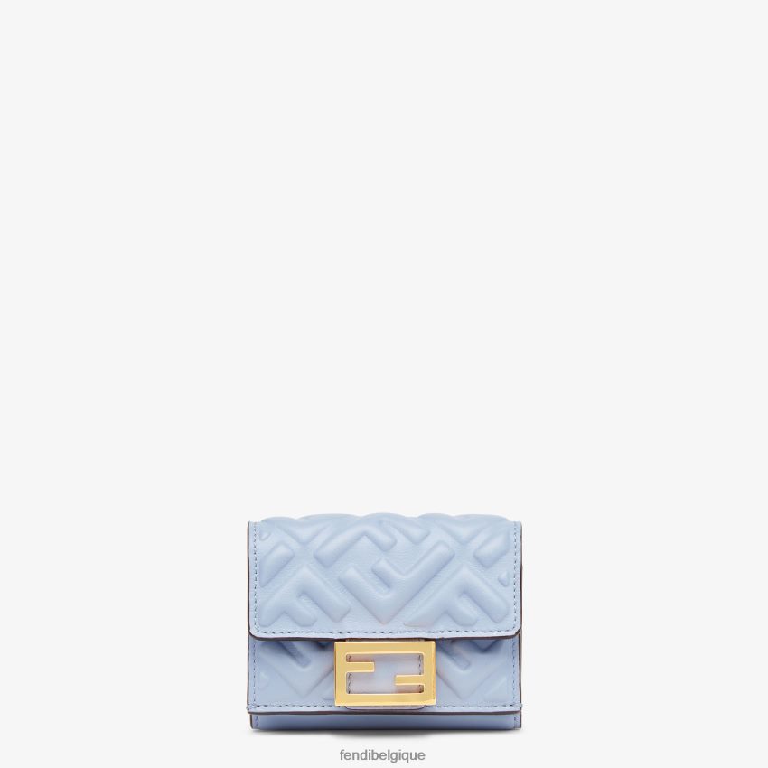 accessoires Fendi portefeuille à trois volets en cuir nappa micro baguette bleu clair femmes 8X8J2J1423 Fendi Sac