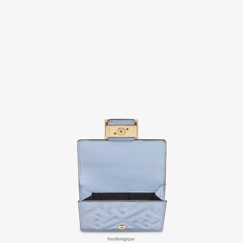 accessoires Fendi portefeuille à trois volets en cuir nappa micro baguette bleu clair femmes 8X8J2J1423 Fendi Sac
