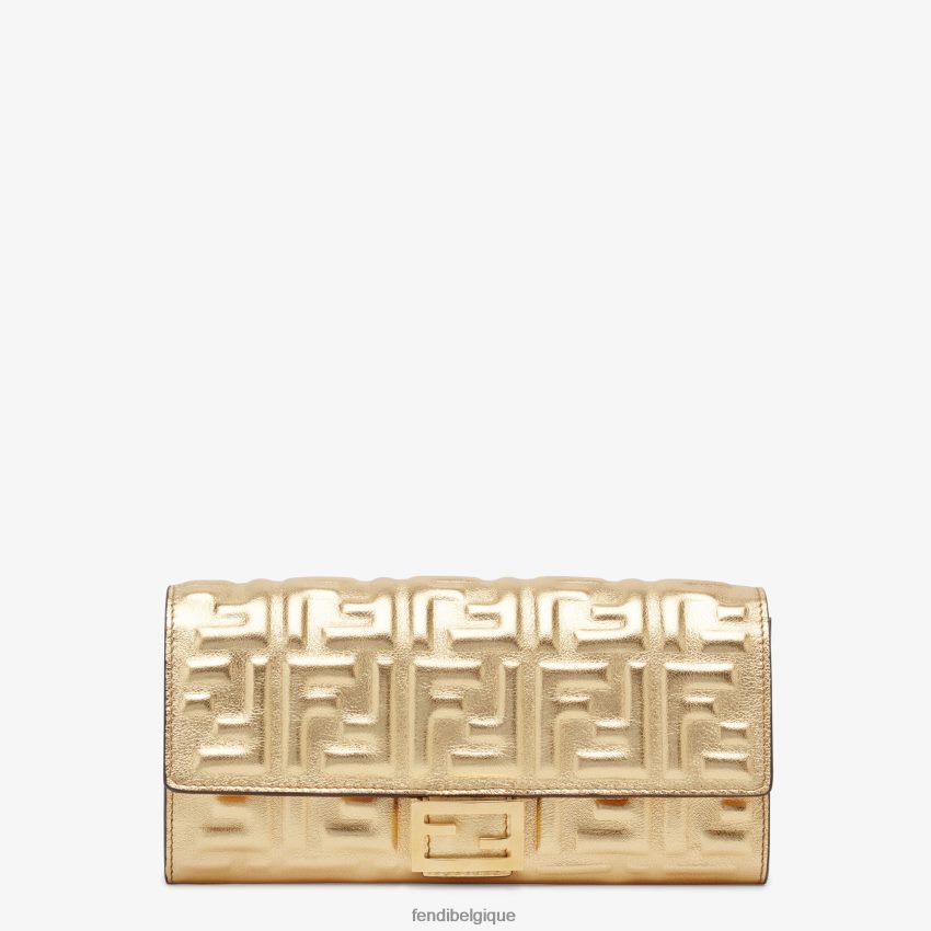 accessoires Fendi un portefeuille en cuir or femmes 8X8J2J1576 Fendi Sac