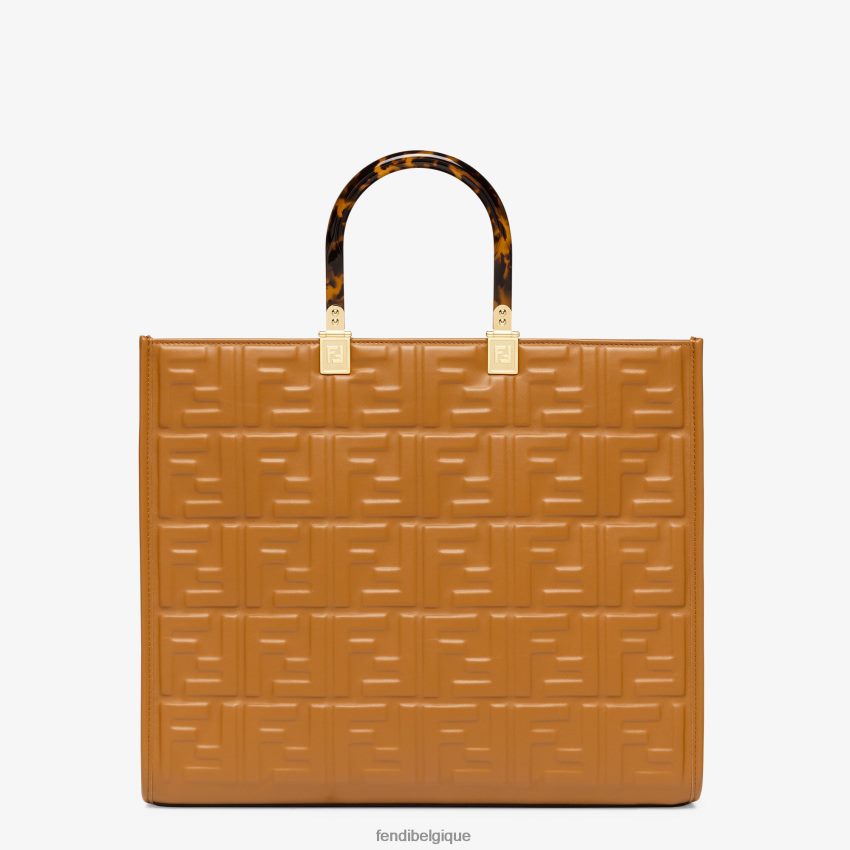 accessoires Fendi cabas en cuir avec motif ff brun femmes 8X8J2J758 Fendi Belgique