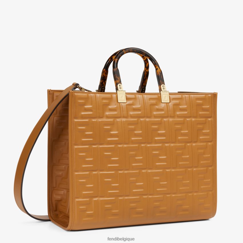 accessoires Fendi cabas en cuir avec motif ff brun femmes 8X8J2J758 Fendi Belgique