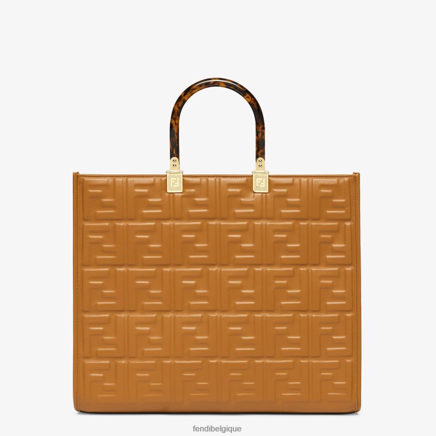 accessoires Fendi cabas en cuir avec motif ff brun femmes 8X8J2J758 Fendi Belgique