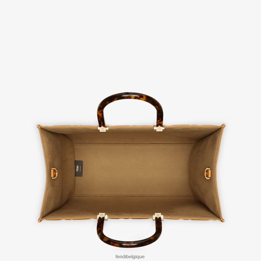 accessoires Fendi cabas en cuir avec motif ff brun femmes 8X8J2J758 Fendi Belgique