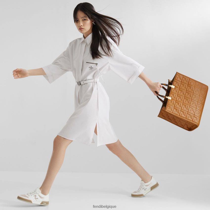 accessoires Fendi cabas en cuir avec motif ff brun femmes 8X8J2J758 Fendi Belgique