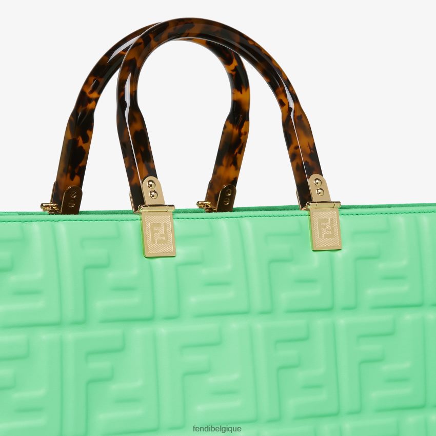 accessoires Fendi cabas en cuir avec motif ff vert femmes 8X8J2J728 Fendi Belgique
