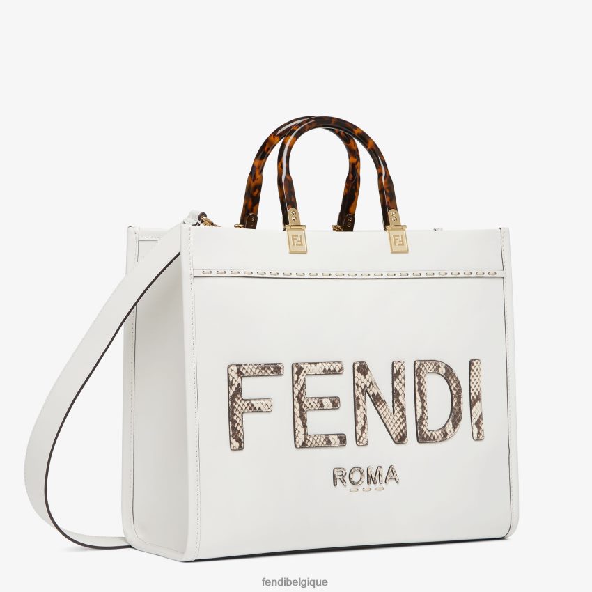 accessoires Fendi cabas en cuir et élaphe blanc femmes 8X8J2J822 Fendi Lunette De Soleil