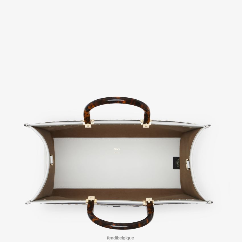 accessoires Fendi cabas en cuir et élaphe blanc femmes 8X8J2J822 Fendi Lunette De Soleil