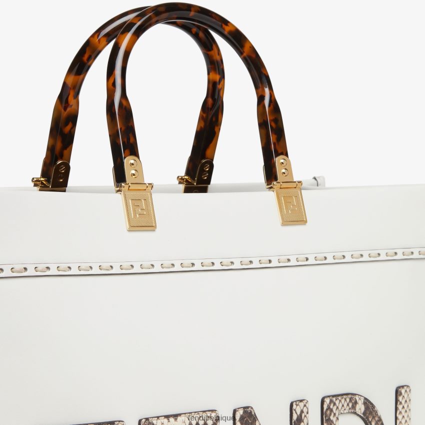 accessoires Fendi cabas en cuir et élaphe blanc femmes 8X8J2J822 Fendi Lunette De Soleil