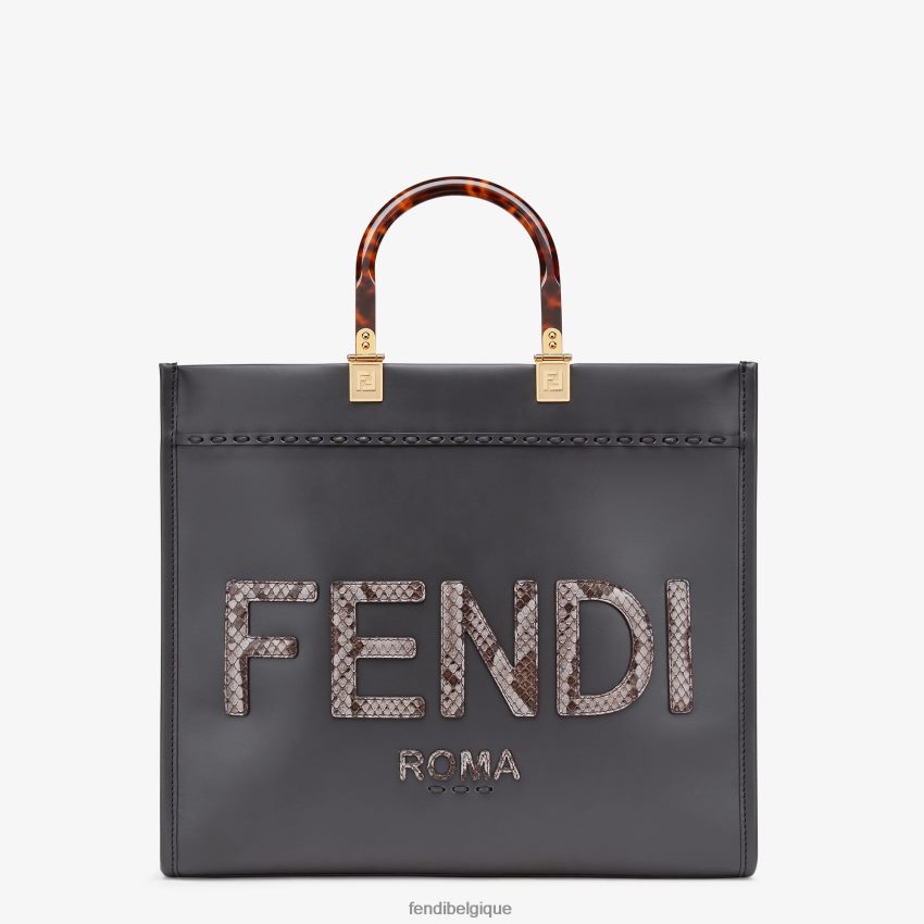 accessoires Fendi cabas en cuir et élaphe gris femmes 8X8J2J833 Fendi Belgique