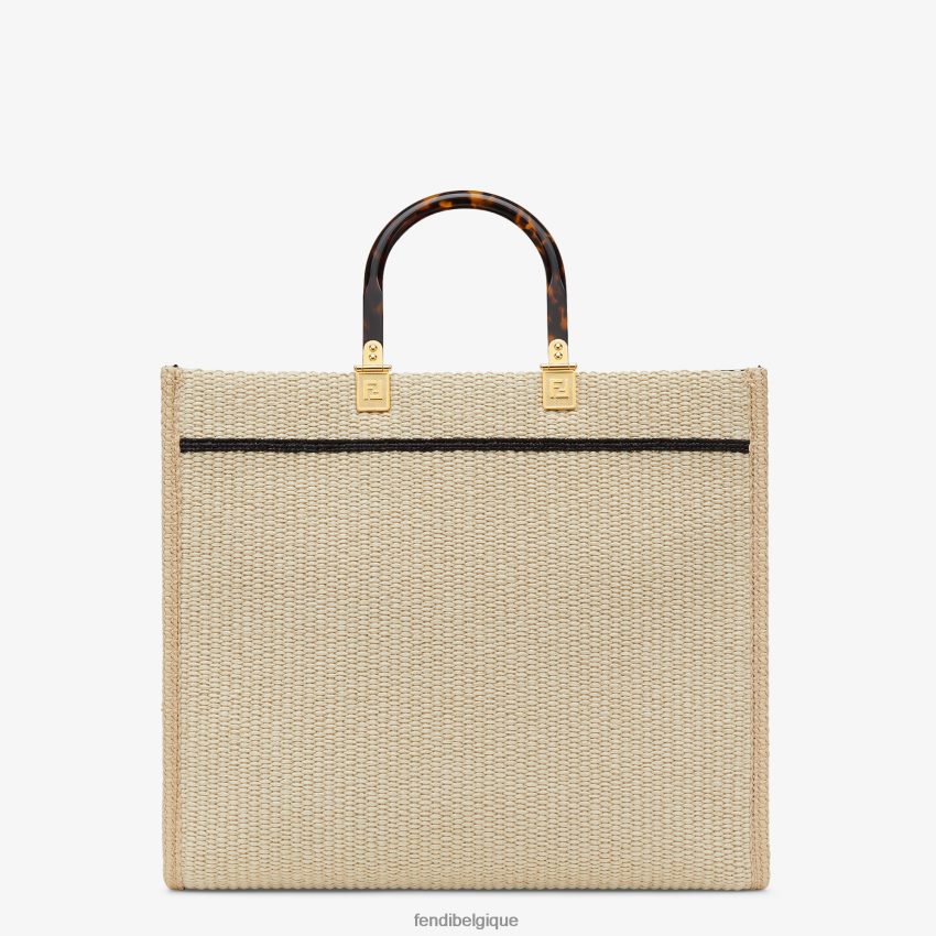accessoires Fendi cabas en paille naturelle noir femmes 8X8J2J896 Fendi Belgique