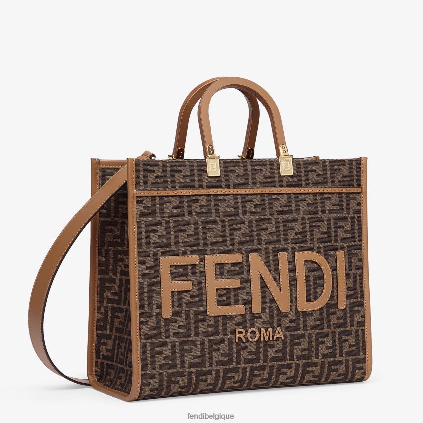 accessoires Fendi cabas en tissu jacquard ff brun femmes 8X8J2J532 Fendi Sac