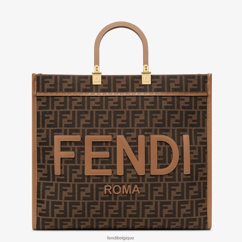 accessoires Fendi cabas en tissu jacquard ff brun femmes 8X8J2J533 Fendi Belgique