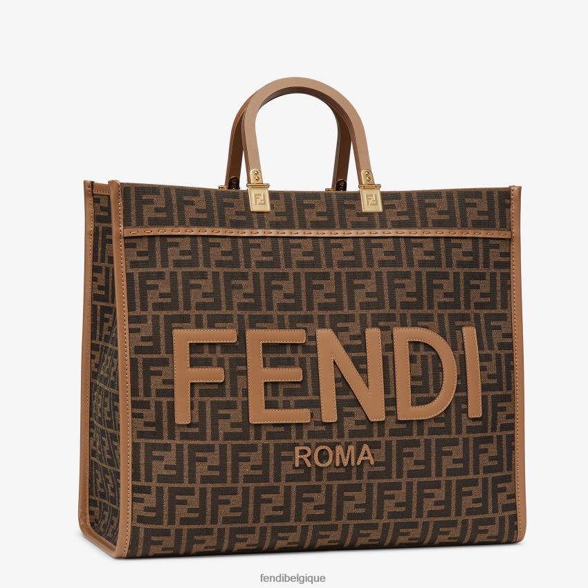 accessoires Fendi cabas en tissu jacquard ff brun femmes 8X8J2J533 Fendi Belgique