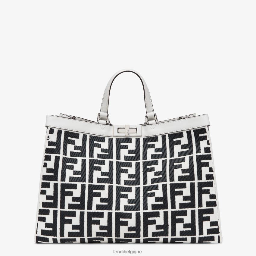 accessoires Fendi cabas en toile avec broderie ff blanc femmes 8X8J2J688 Fendi Sac