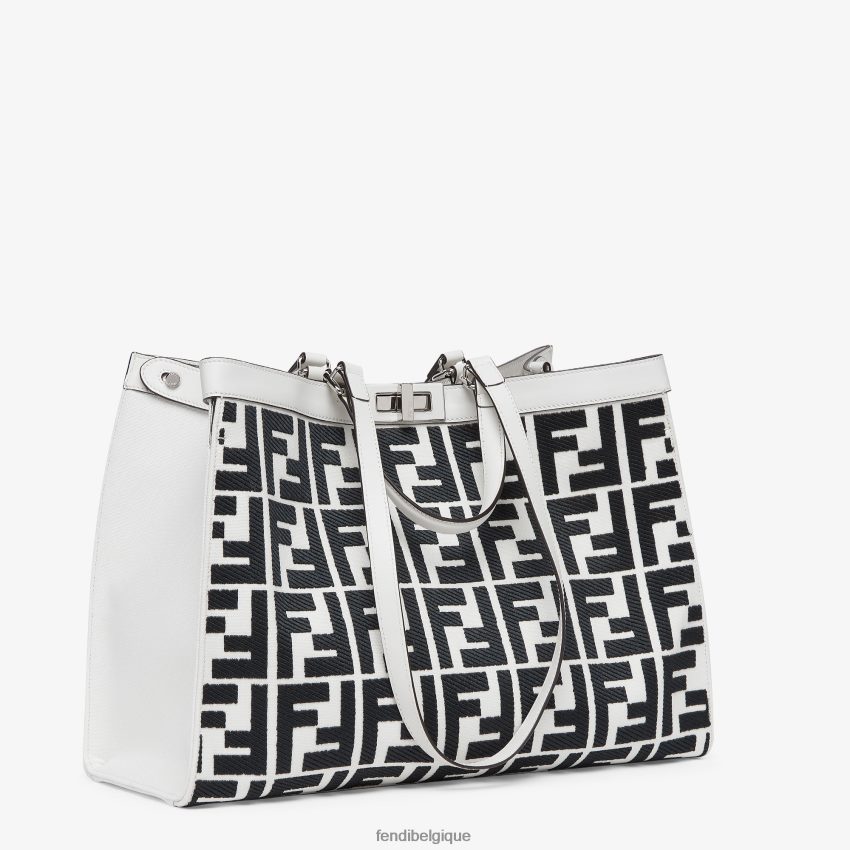 accessoires Fendi cabas en toile avec broderie ff blanc femmes 8X8J2J688 Fendi Sac