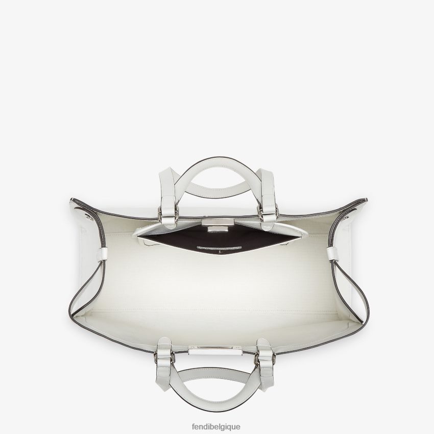 accessoires Fendi cabas en toile avec broderie ff blanc femmes 8X8J2J688 Fendi Sac