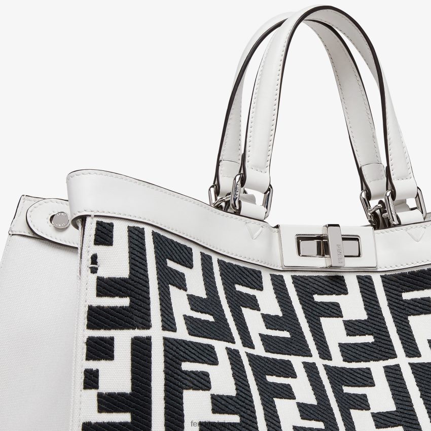 accessoires Fendi cabas en toile avec broderie ff blanc femmes 8X8J2J688 Fendi Sac