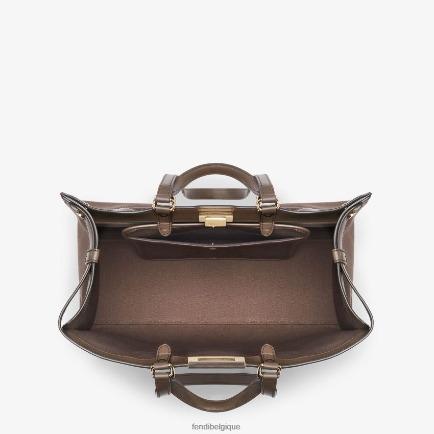 accessoires Fendi cabas en toile avec broderie ff brun femmes 8X8J2J754 Fendi Sac